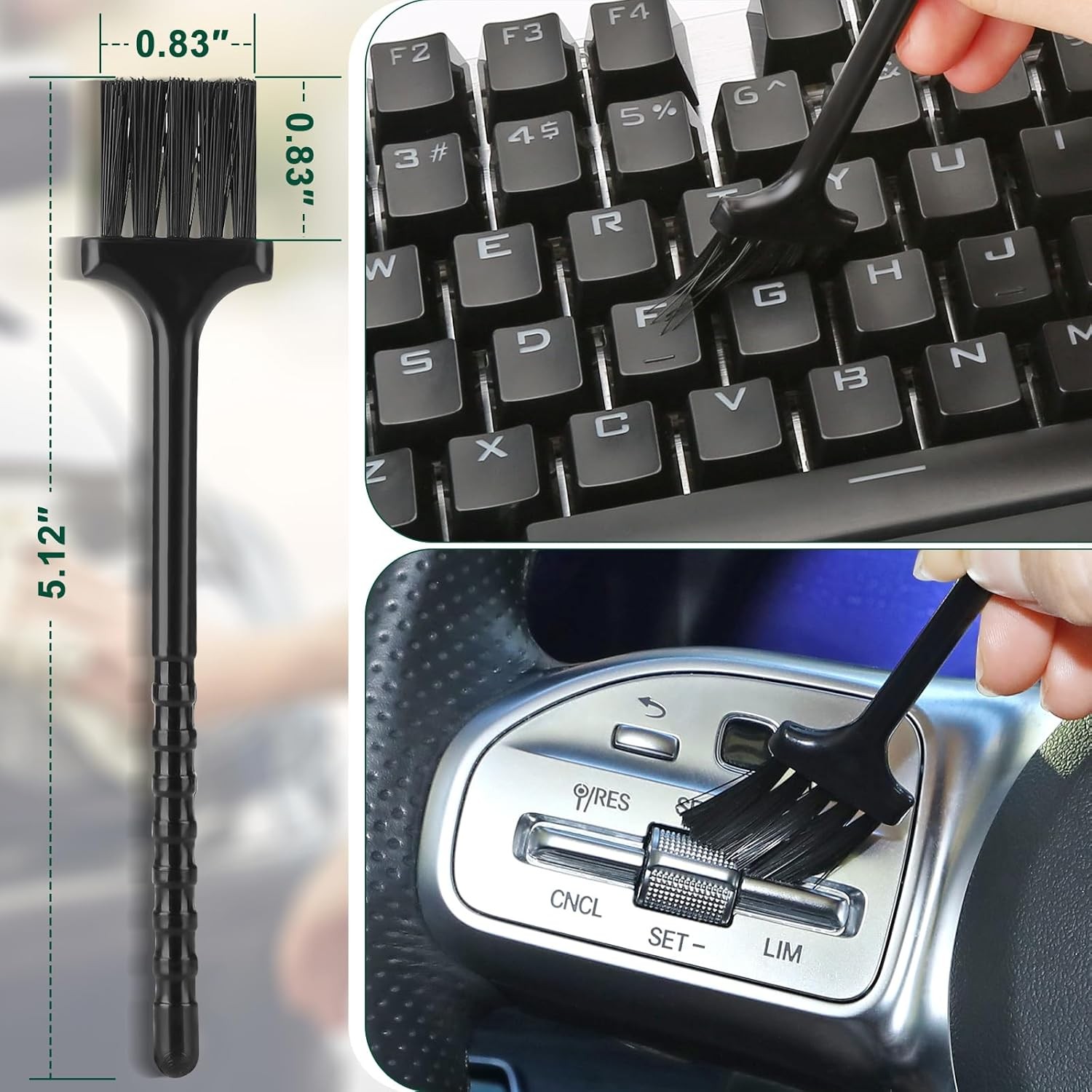 Car Interior Duster Detail Brush Cleaning Gel Kit, Soft Dash Vent Dusting Slime