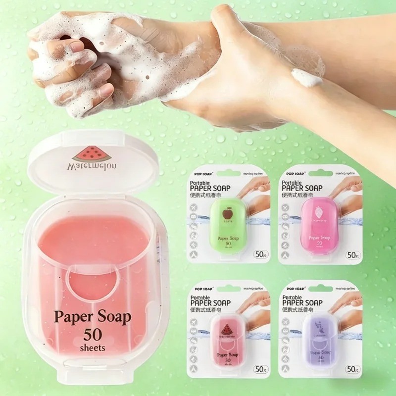 50 Sheet Soap Paper Quick Dissolving Portable Plant Extract Cleaning Sheets Home