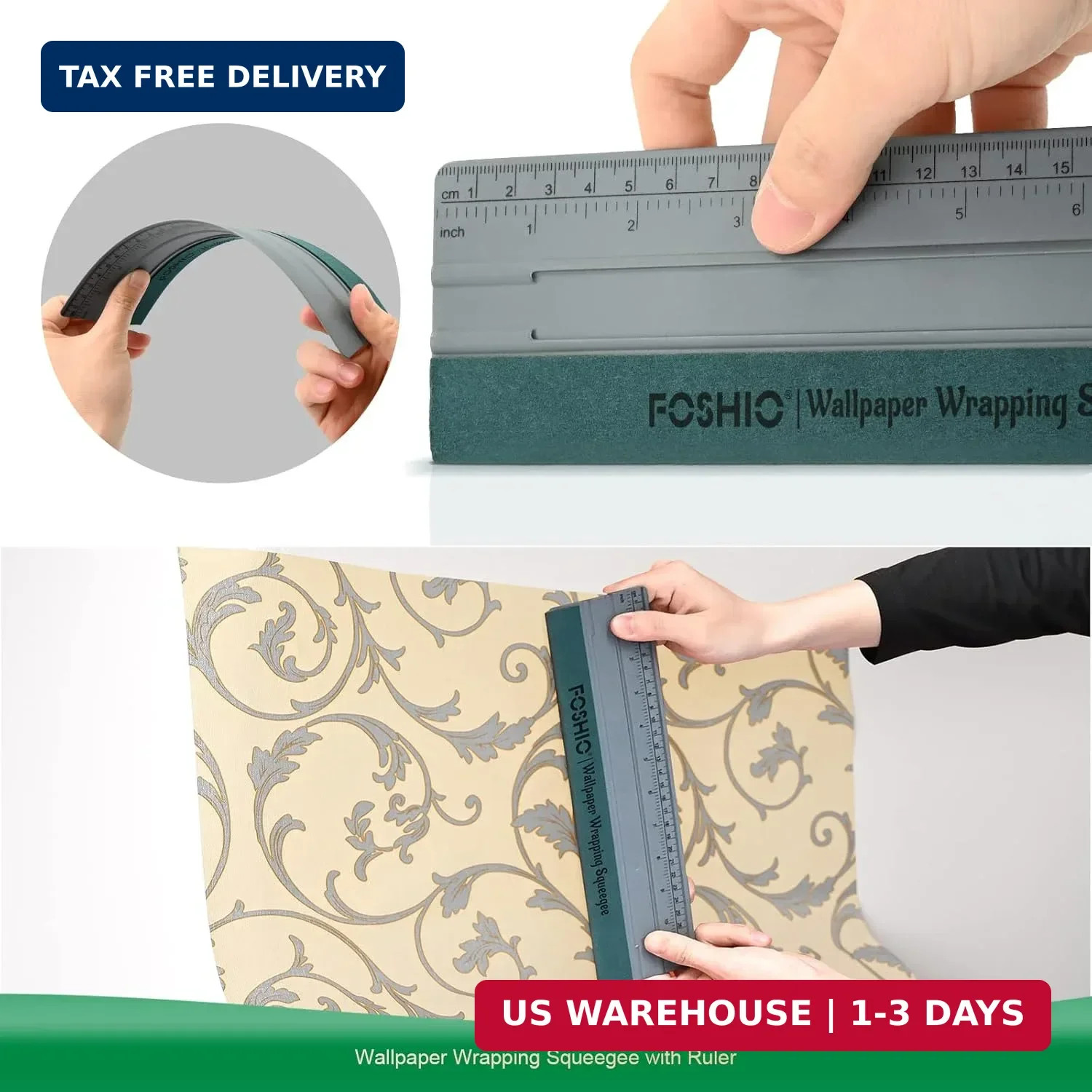 FOSHIO Wallpaper Smoothing Tool Kit, Red Hard Squeegee, 11.5 Inch Wallpaper Wrap