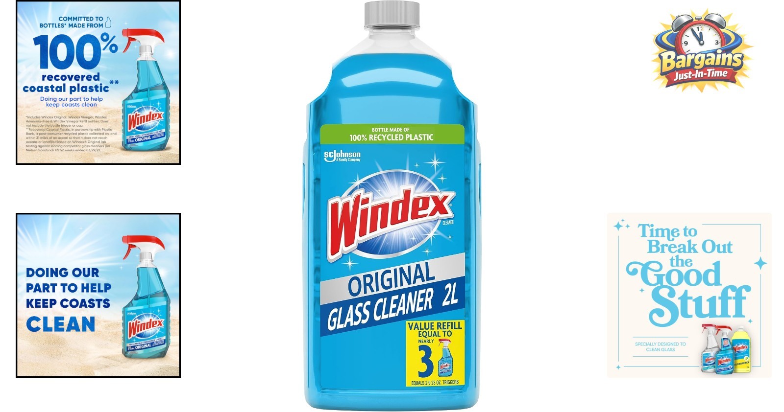 Blue Scent 67.6 Fl Oz Glass Cleaner – Refill with 100% Recycled Plastic