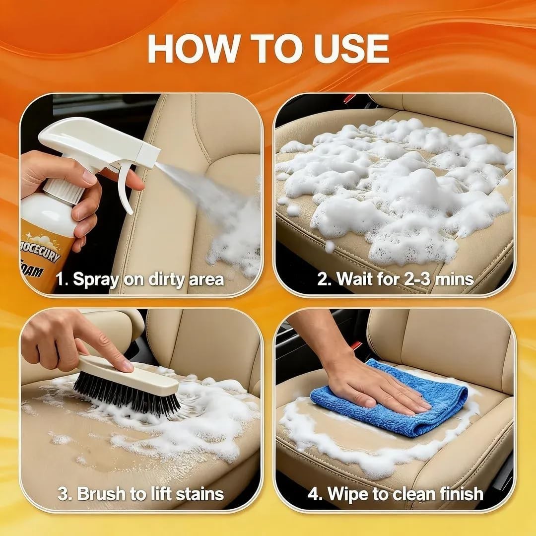 2Pcs Multi-Purpose Foam Cleaner, 600ML Car Interior Cleaner for Leather Seats…
