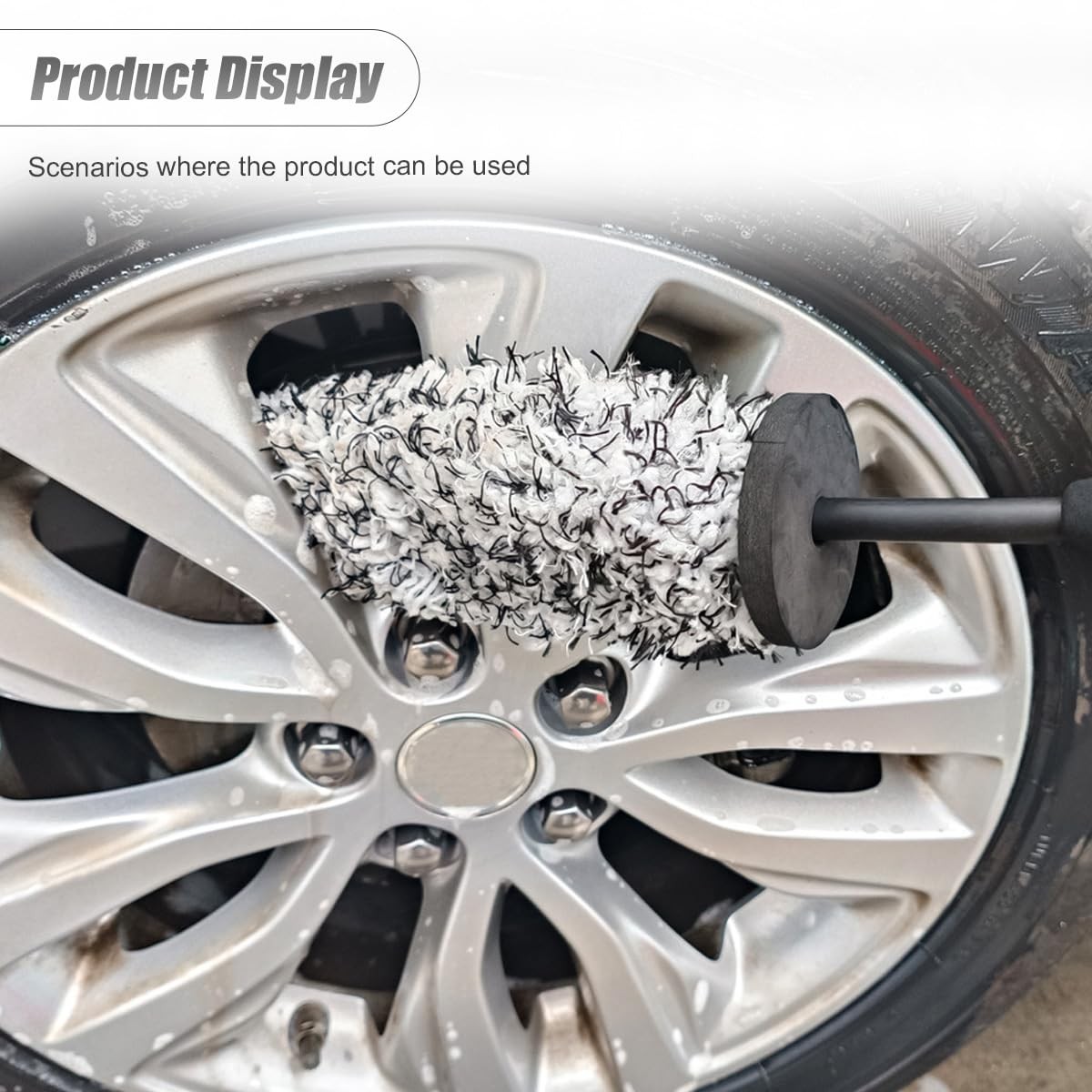 Soft Microfiber Car Wheel Rim Cleaner Non Scratch Detailing Wash Tool Grey