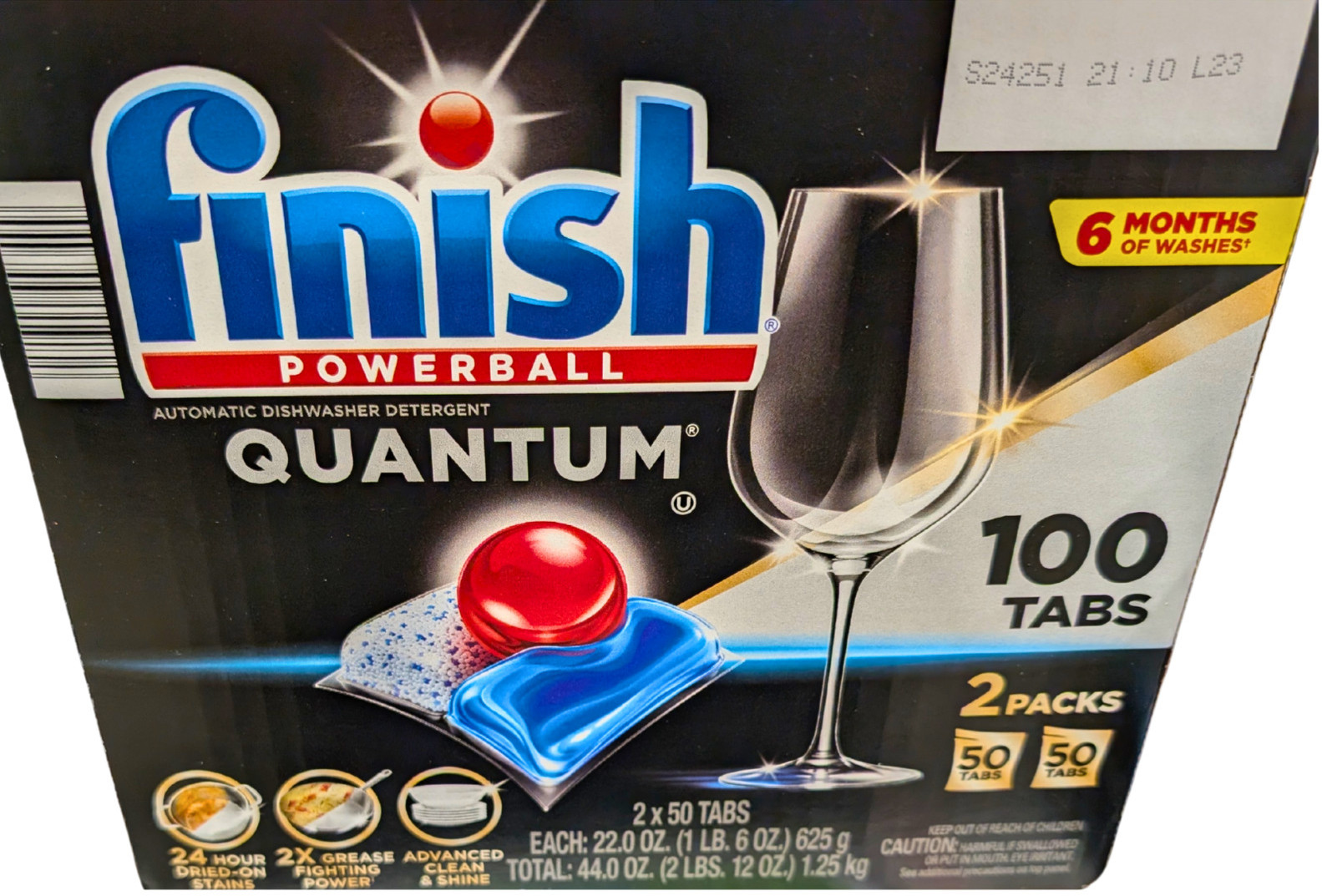 Finish Quantum Power Ball Automatic Dishwasher Detergent 2 x50 Tabs 100 Count