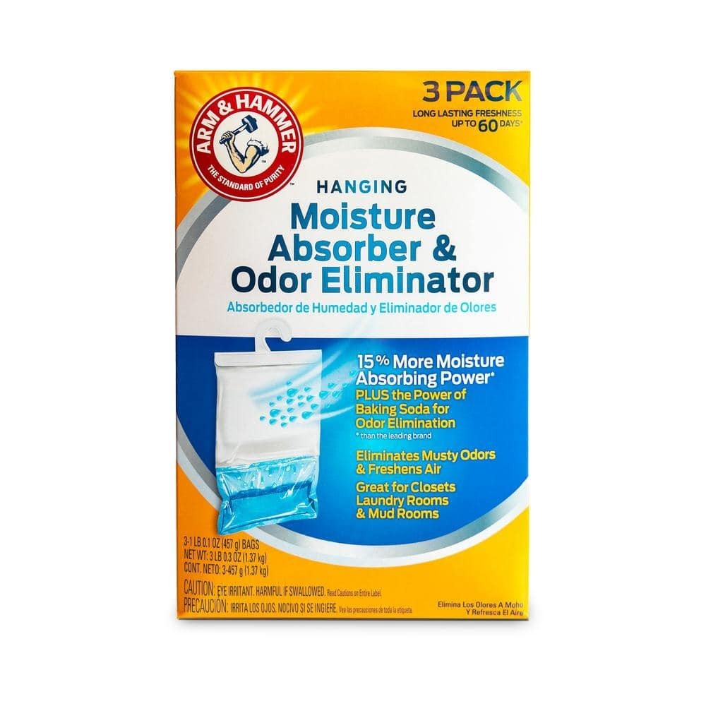 (3-Pack) 16 Oz. Moisture Absorber Odor Eliminator Hanging Bags Arm And Hammer
