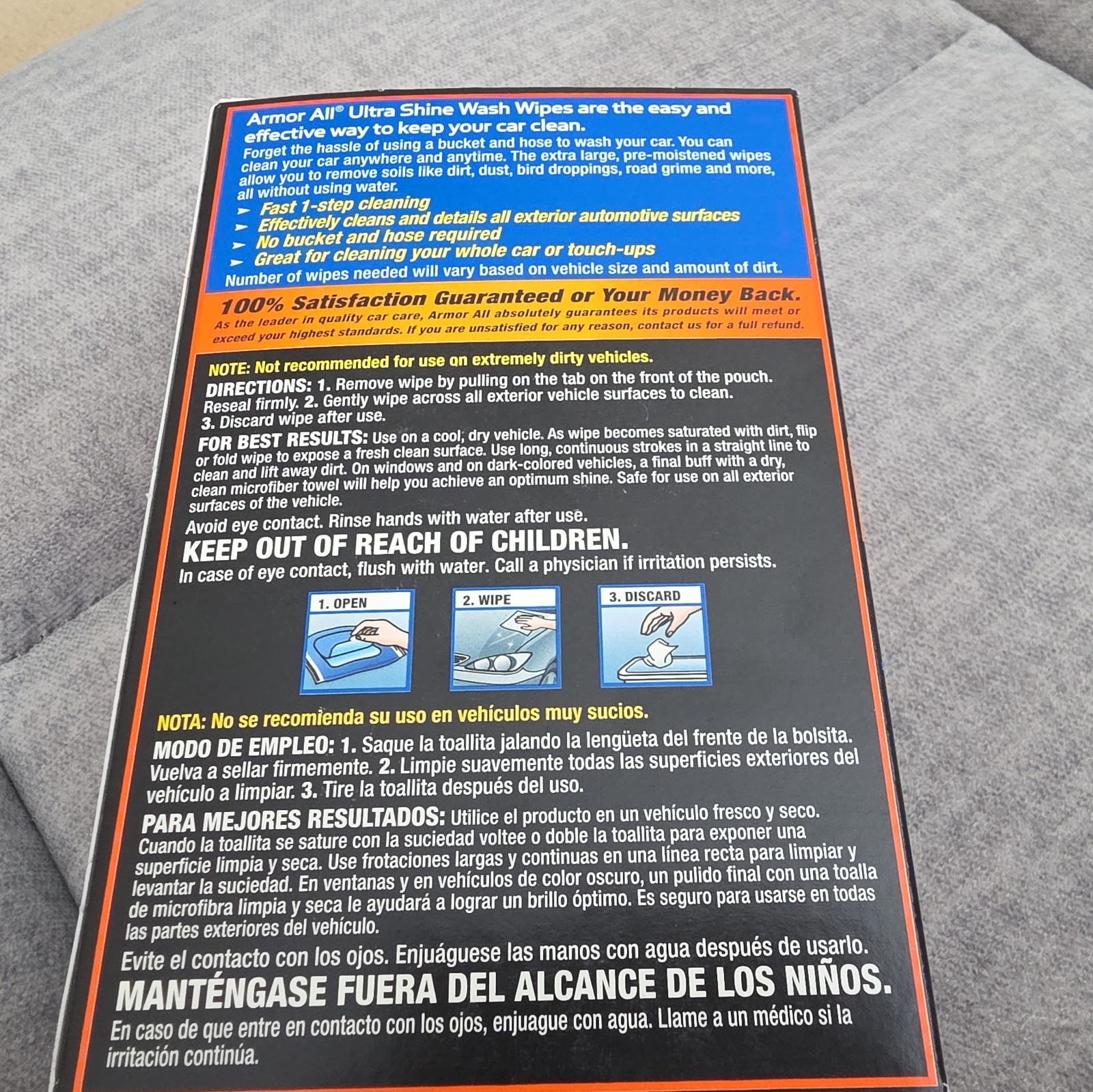 *3 Pack* Armor All Exterior Ultra Car Wash Wipes Armorall XL Extra Cleaning