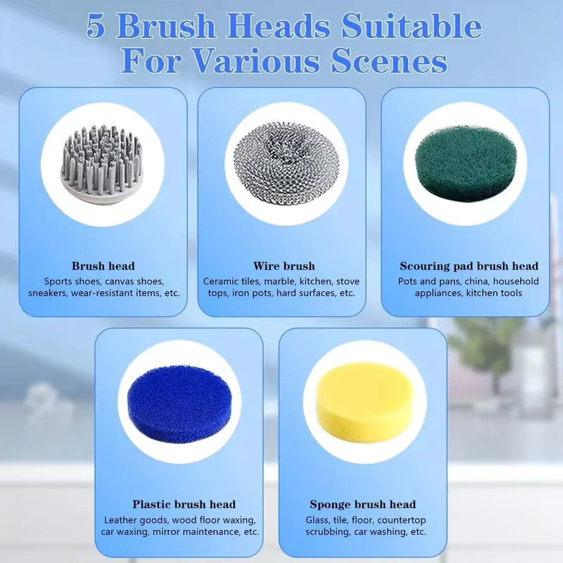 Wireless Electric Cleaning Brush Powerful IPX7 Waterproof USB Rechargeable Autom