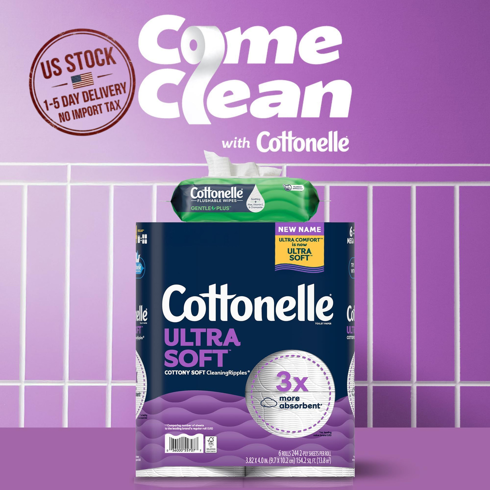 Cottonelle Ultra Soft Toilet Paper 9 Mega Rolls =36 Regular Rolls Pack May Vary