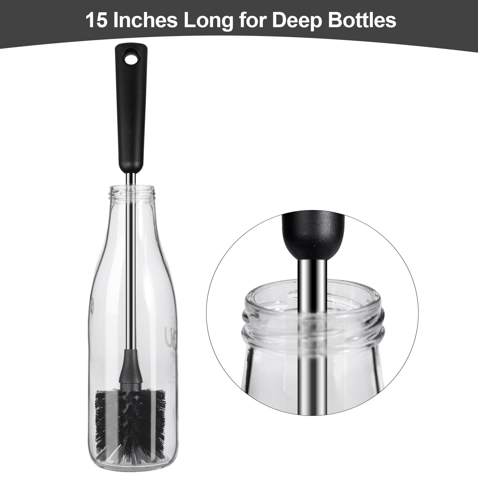 Water Bottle Brush with Straw Cleaner, 15 Inches Stainless Steel Handle Baby …