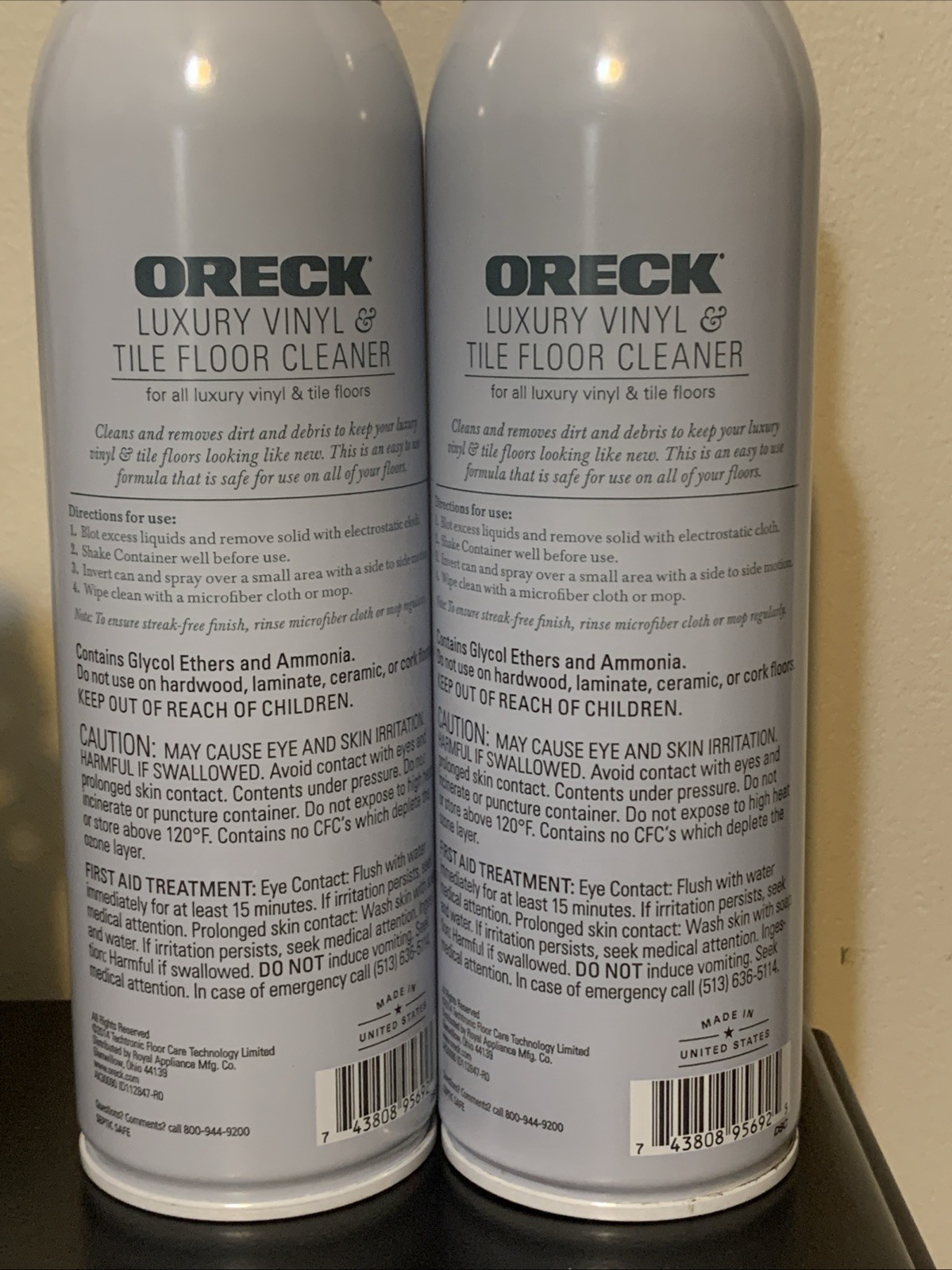 Lot 2 Oreck Luxury Vinyl And Tile Floor Cleaner 18oz Each