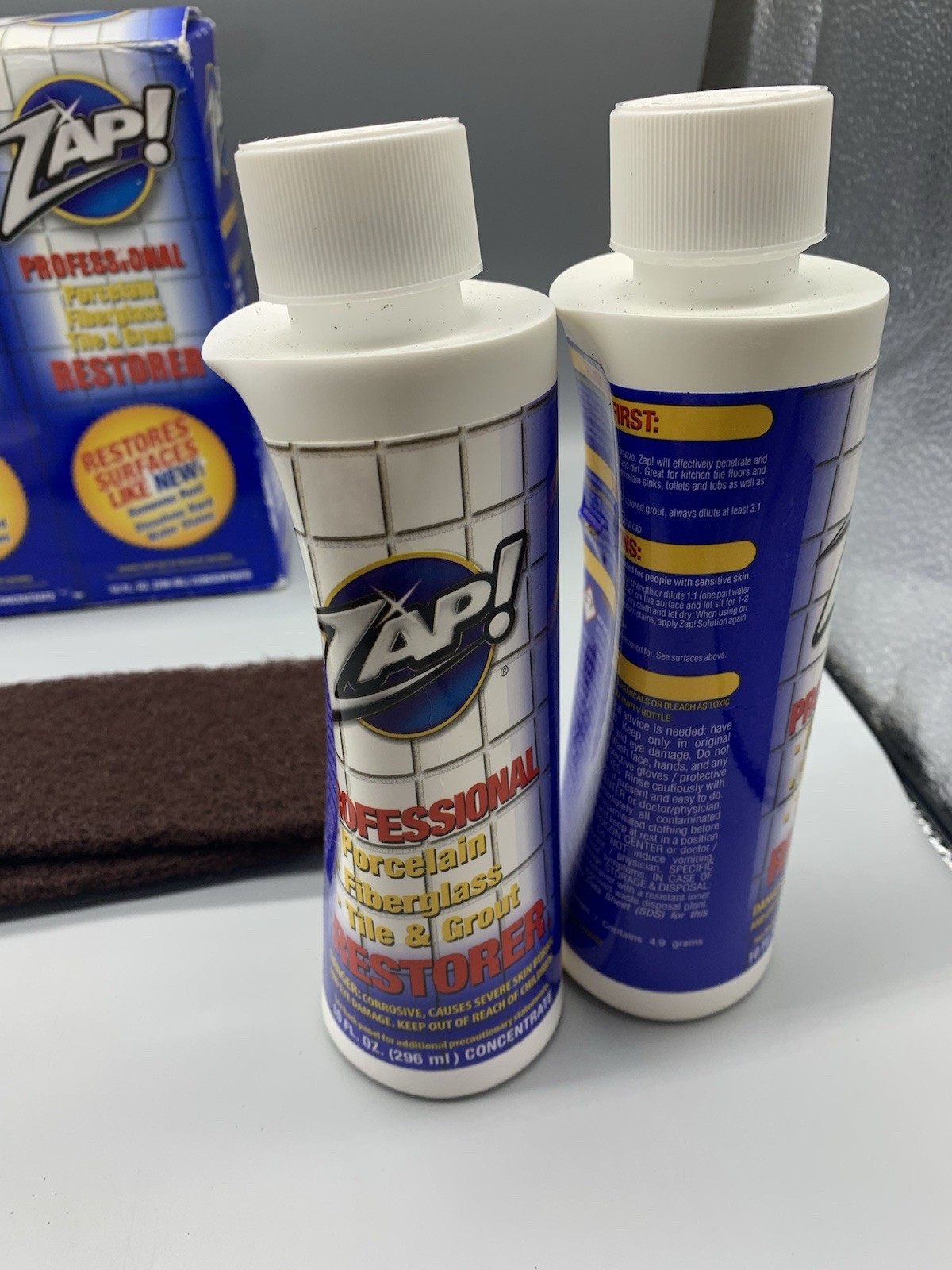 ZAP Professional Porcelain Fiberglass Tile Grout Restorer Kit 10floz 2-Pack NOS