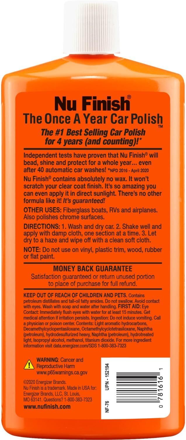 Nu Finish Car Polish, NF-76 Liquid Polish for Cars, Trucks, 16 Fl Oz Each