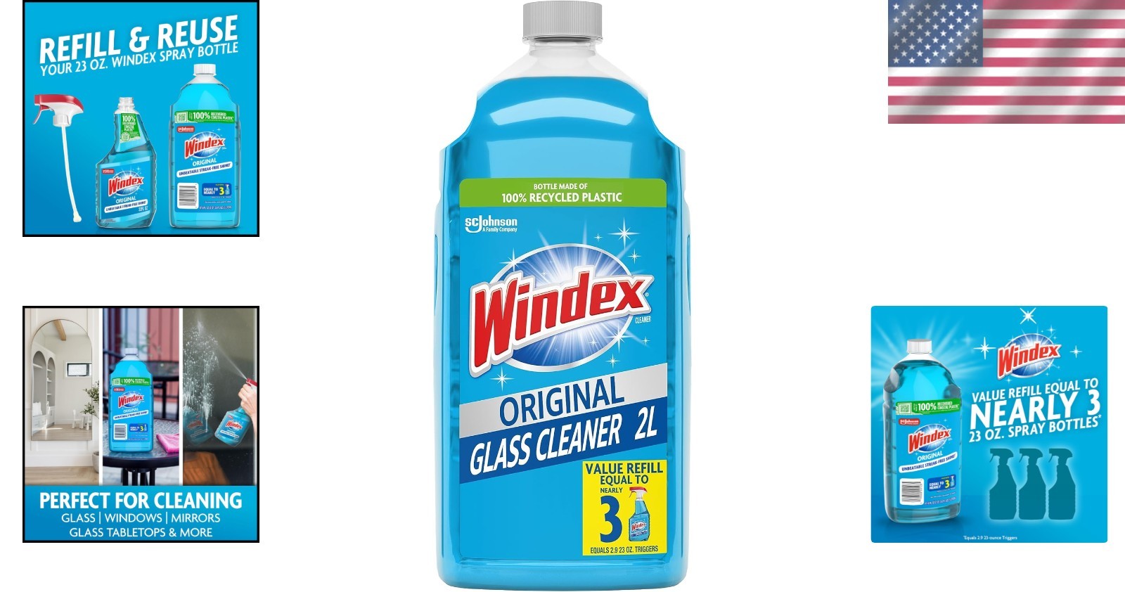 67.6 oz Scent Refill Glass Cleaner – Streak-Free, Recycled Plastic