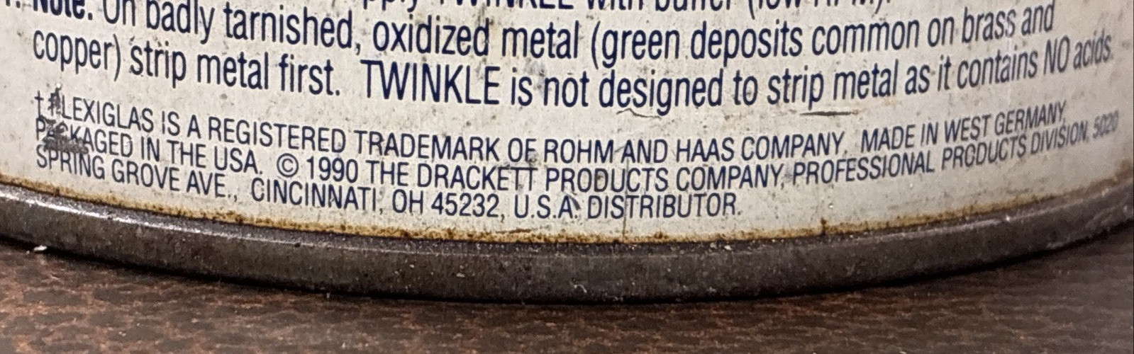 VTG 1990 DRACKETT Twinkle Metal Polish and Fiberglass Cleaner 7oz.- No.165Z- USA
