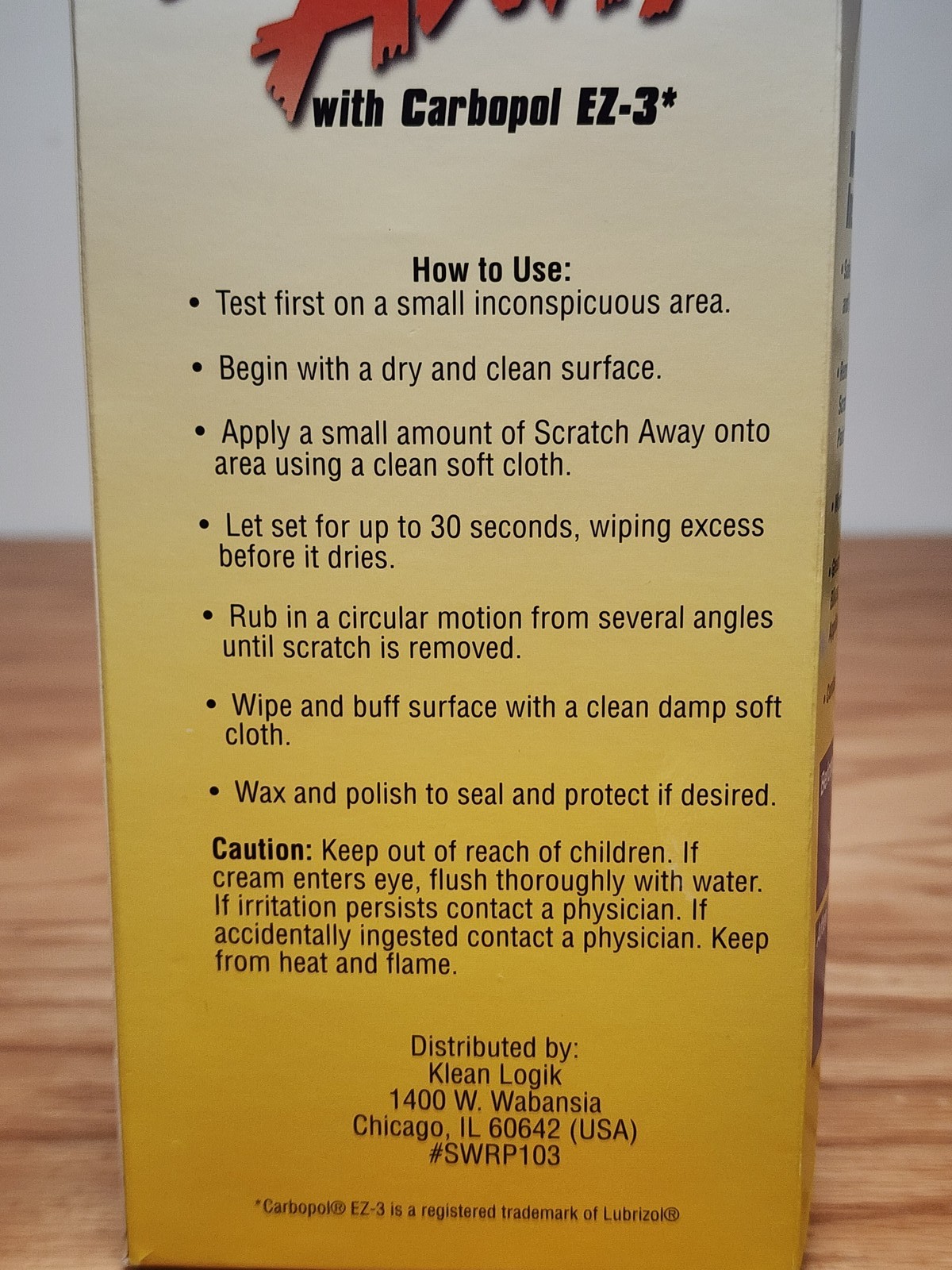 Klean Logik Scratch Away Car Paint Scratch Remover Cream 8oz w/ Carbopol EZ-3