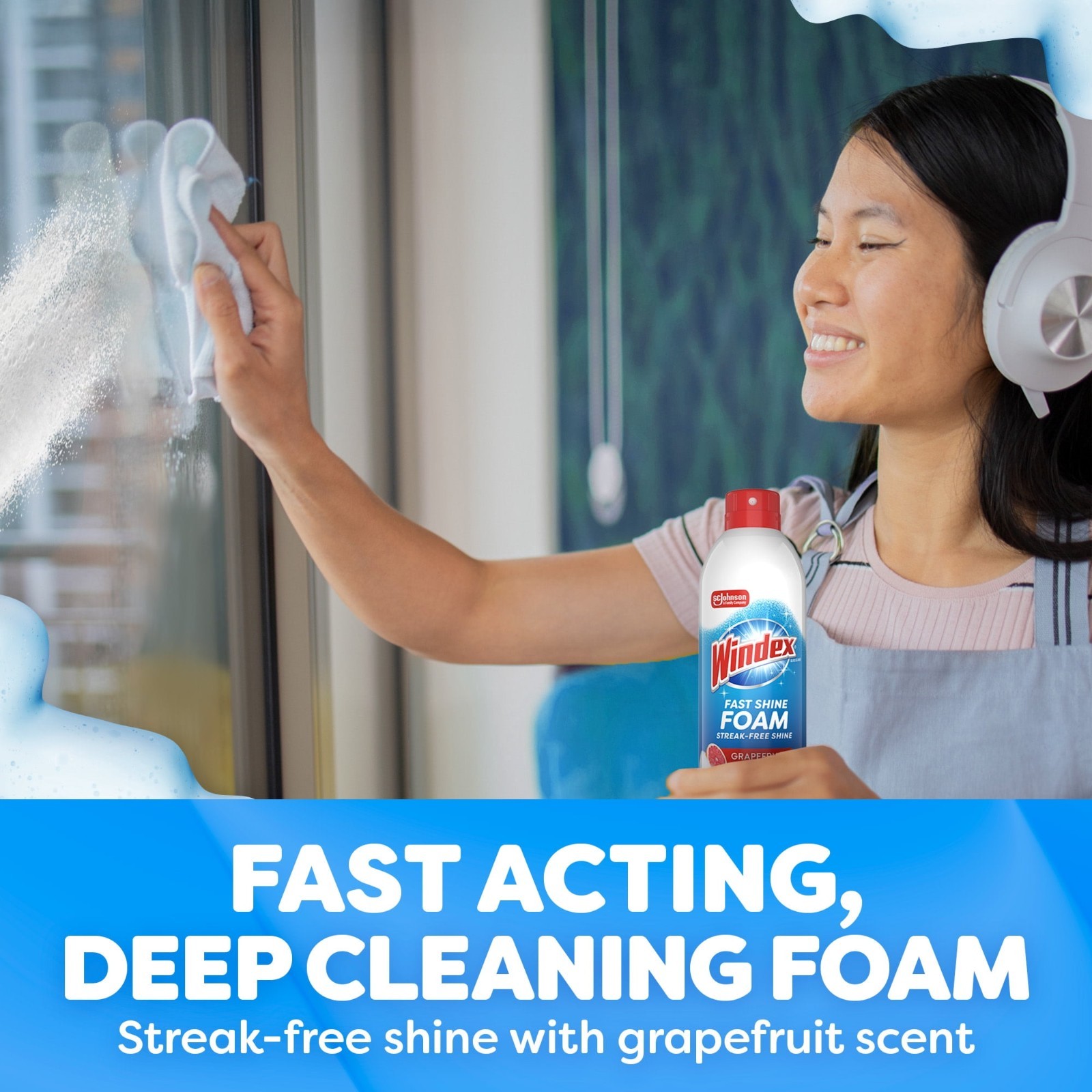 Windex Fast Shine Foam Glass, Window, and Mirror All Purpose Cleaner, No-Drip Ae