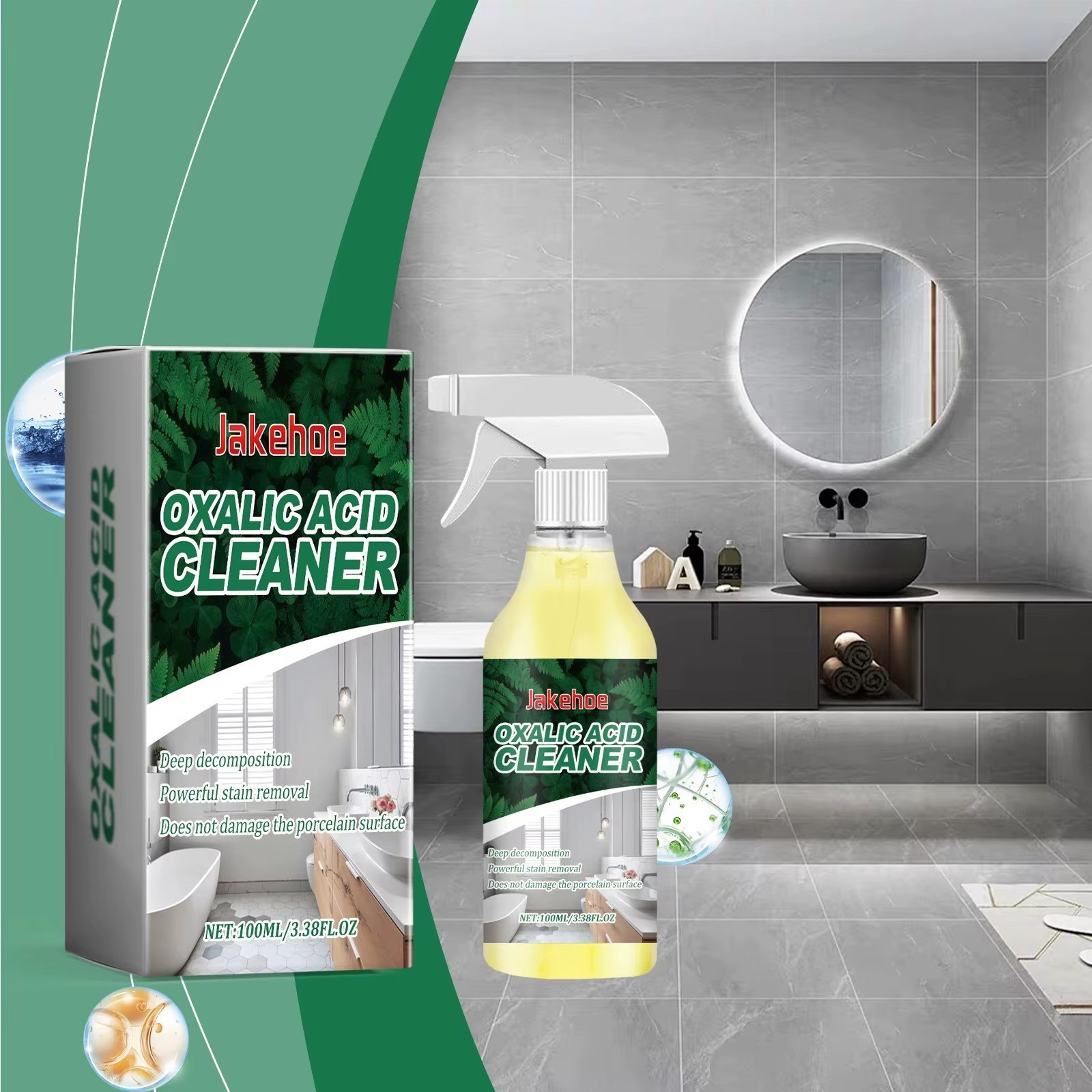 1~3 Pack Ox-alic Acid Cleaner Spray, Powerful Stain Removal for Toilet Bathroom