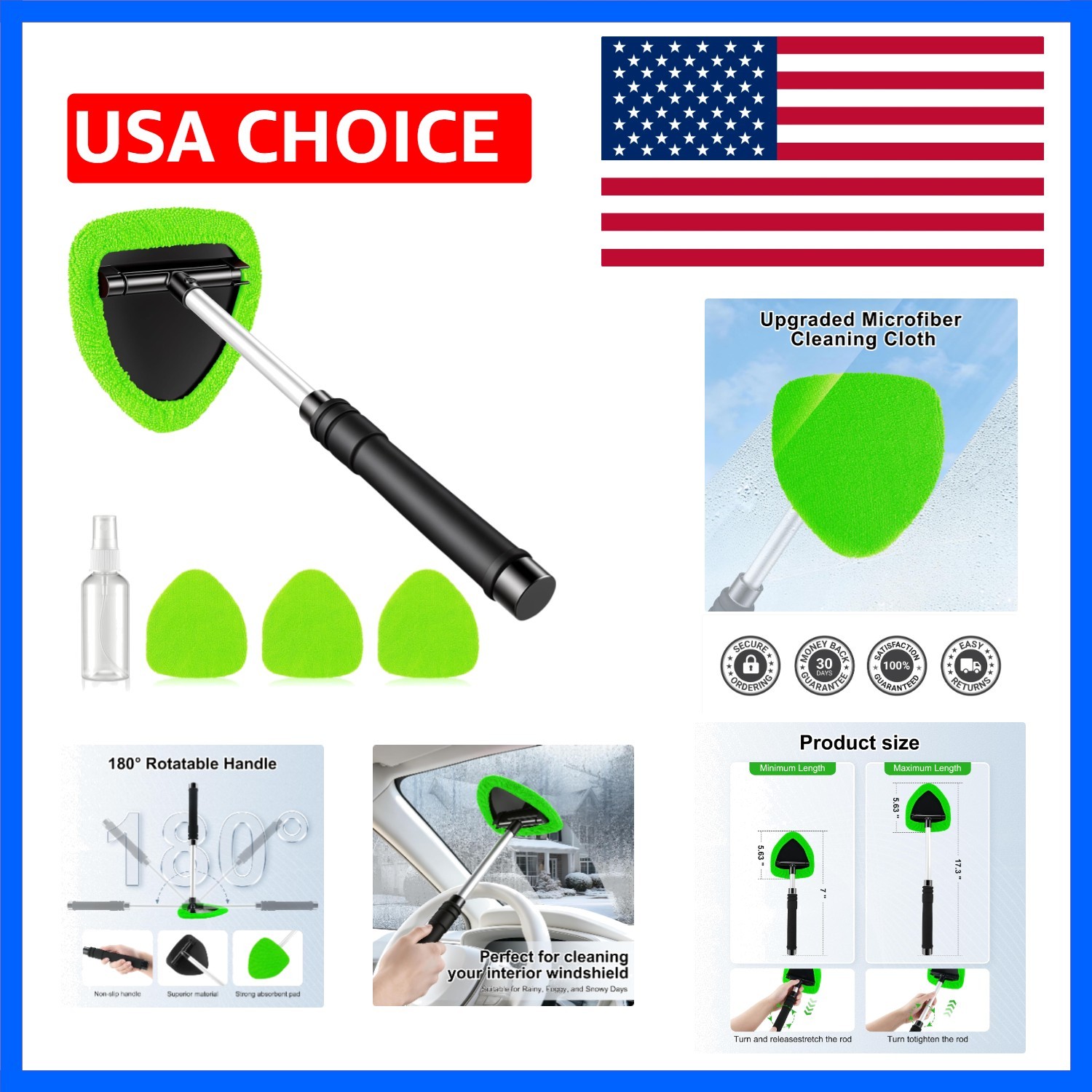 Windshield Cleaner Tool, Car Interior and Exterior Window Cleaning Kit with E…