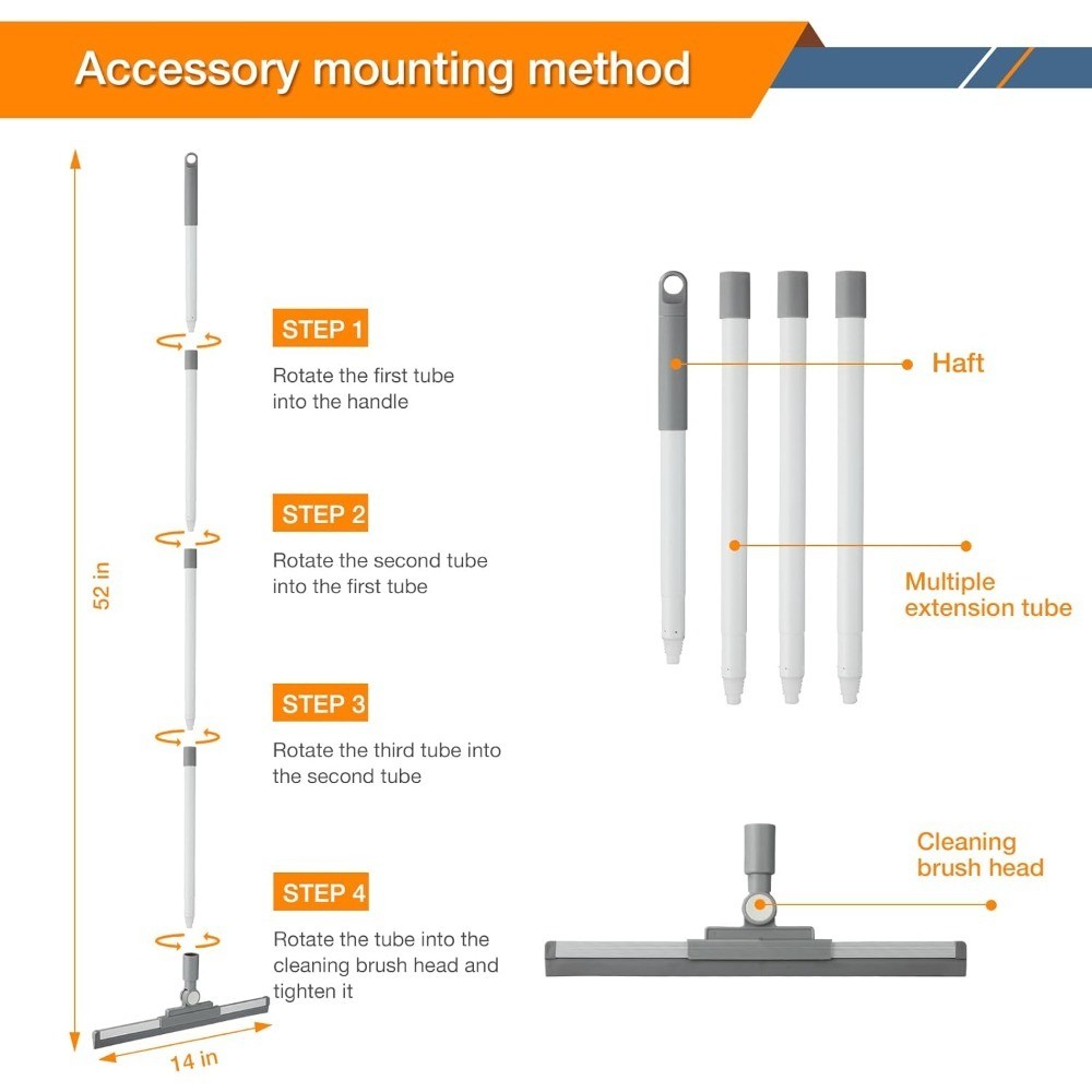 Floor Squeegee for Concrete Floors Long Handle Shower Squeegee with Extension