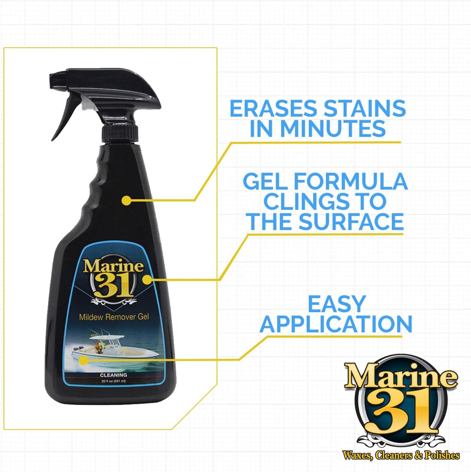 Mildew Stain Remover Gel | Thick Gel Formula for Marine, Boat, Home & Patio | Re