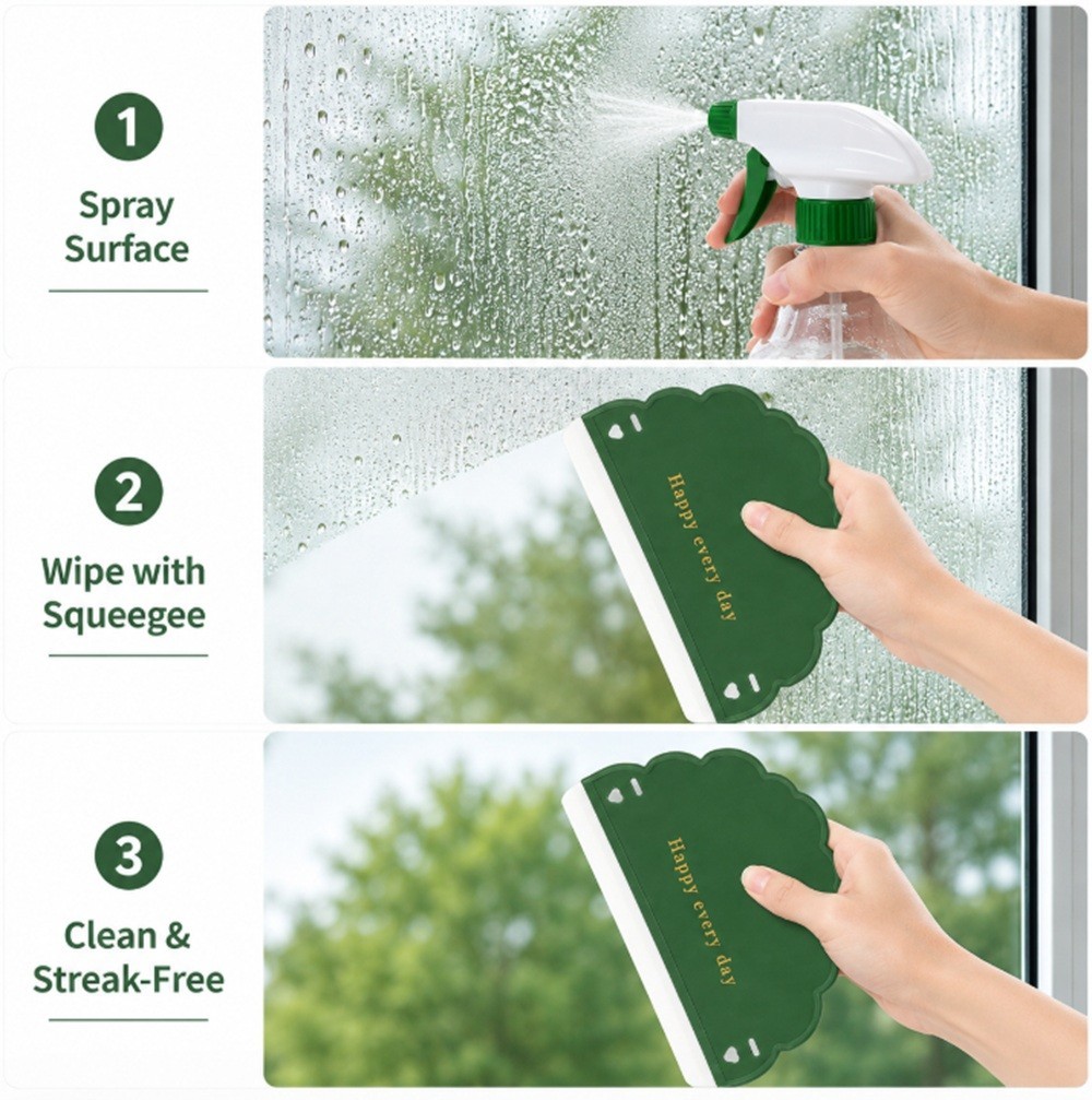 3-Piece Glass Window Mirror Car Squeegee – Wall Soap Cleaner Shower Wiper Brush