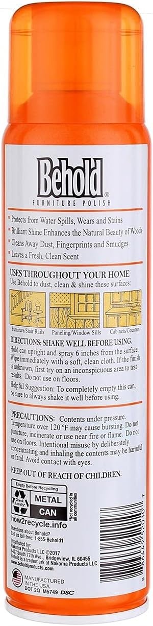 2 Pack Behold Furniture Polish Aerosol, Citrus, 12.5 oz