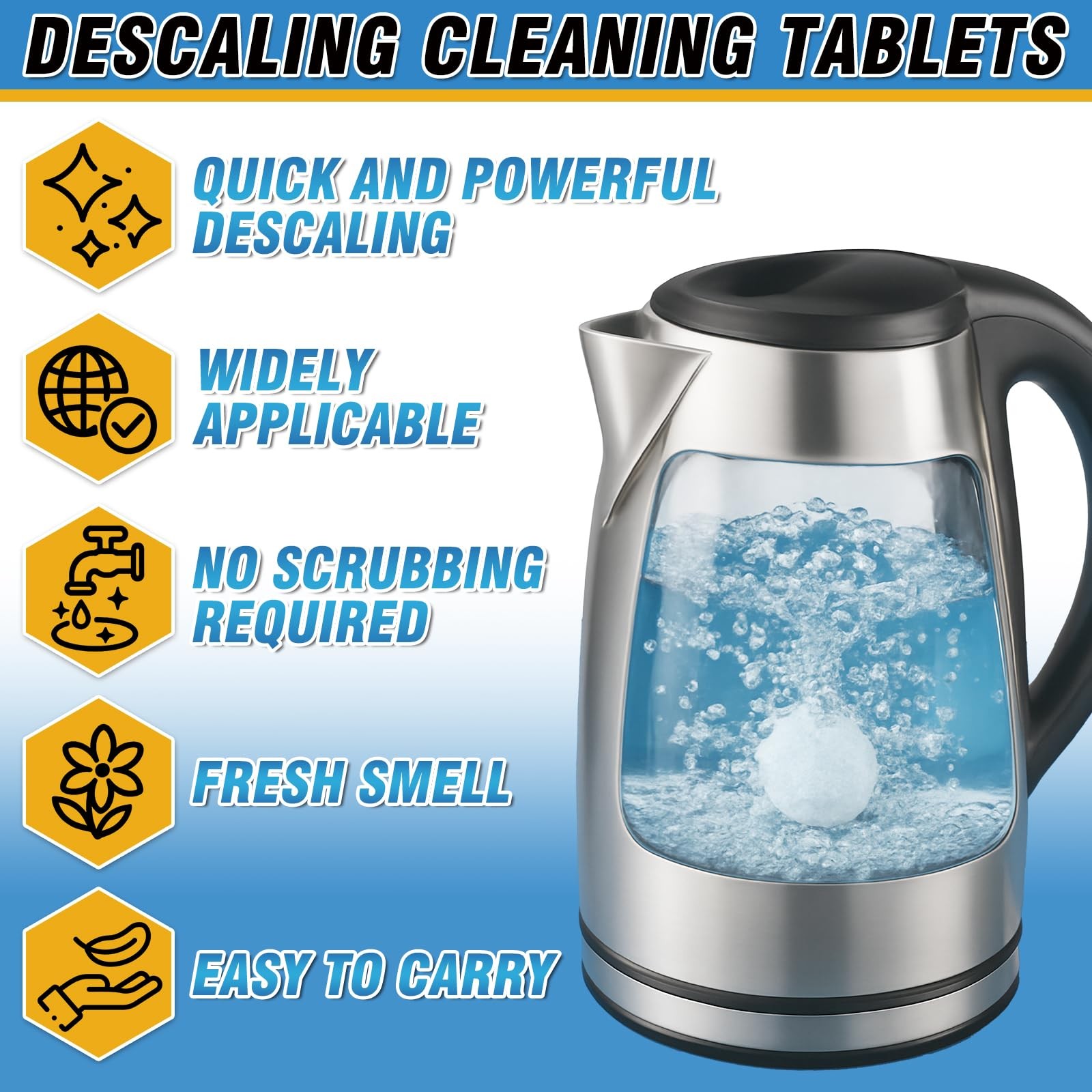 Kettle Descaler Tablets – Powerful Limescale Remover for Coffee Maker, Electr…