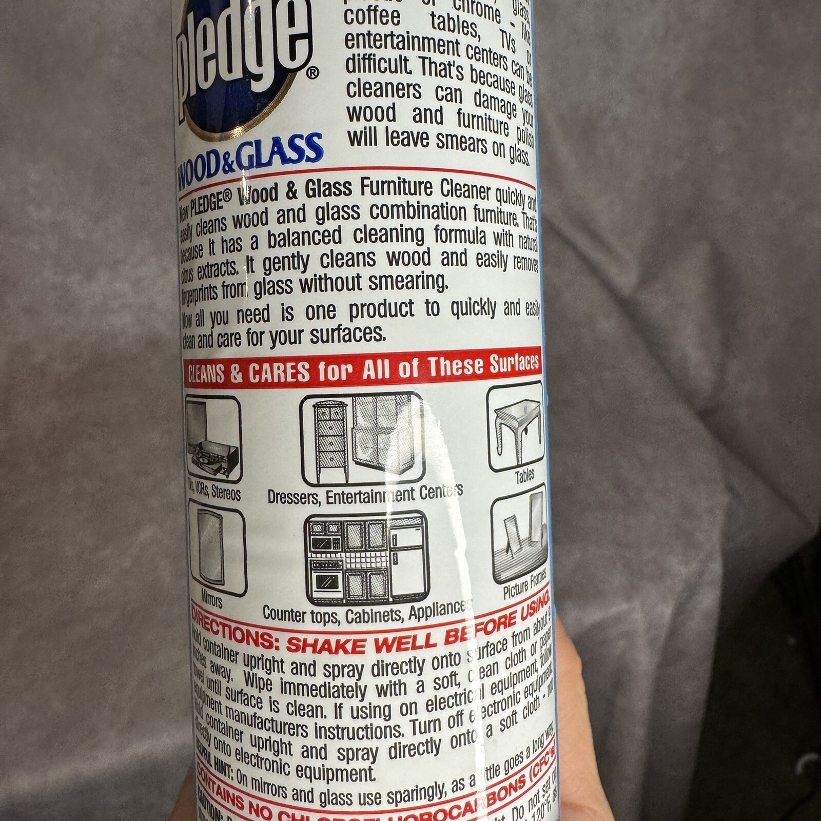 Vintage Pledge Streak -Free Glass Wood & Glass citrus scent 10.oz N.O.S.