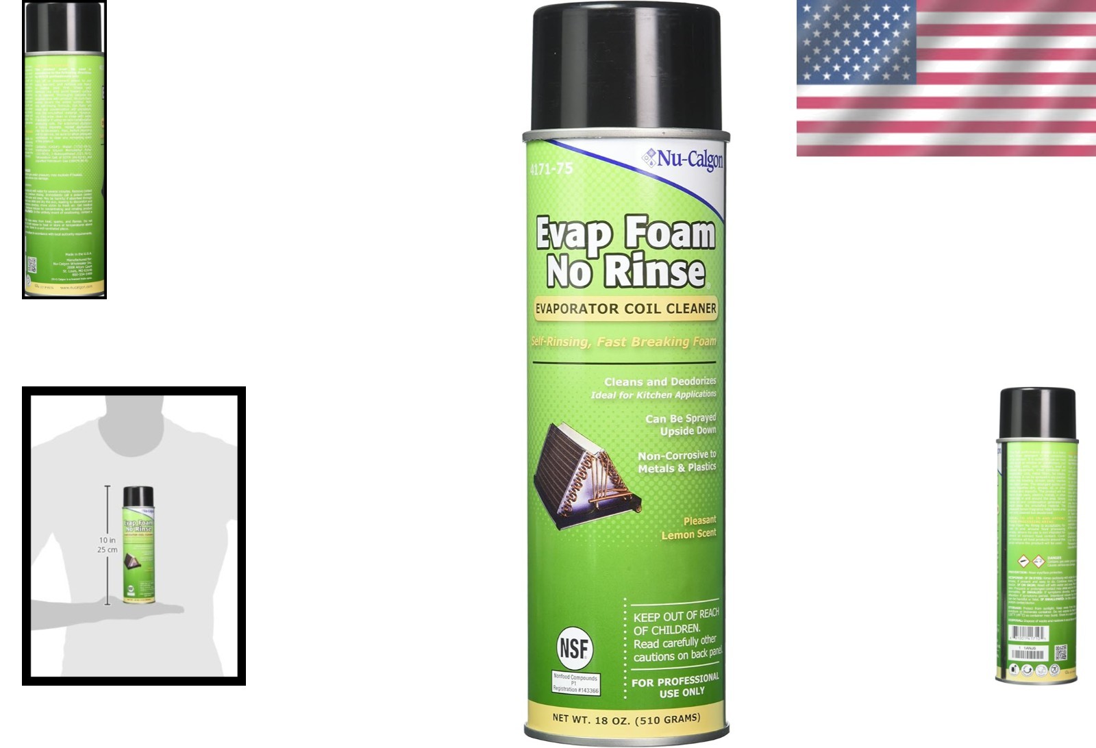 Evap Foam No Rinse Coil Cleaner, 18 Oz – Heavy Duty Lemon Scented Degreaser