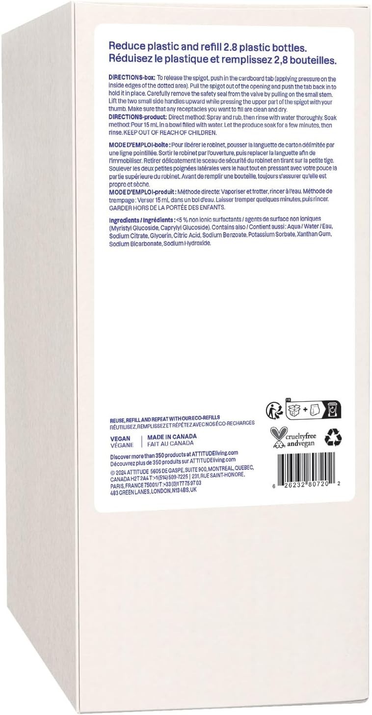 Fruit & Veggie Cleaner, Bulk Refill, Unscented 67.6 Oz