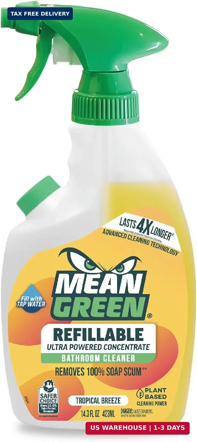 Mean Green Refillable Ultra Powered Bathroom Cleaner Concentrate, Tropical Breez