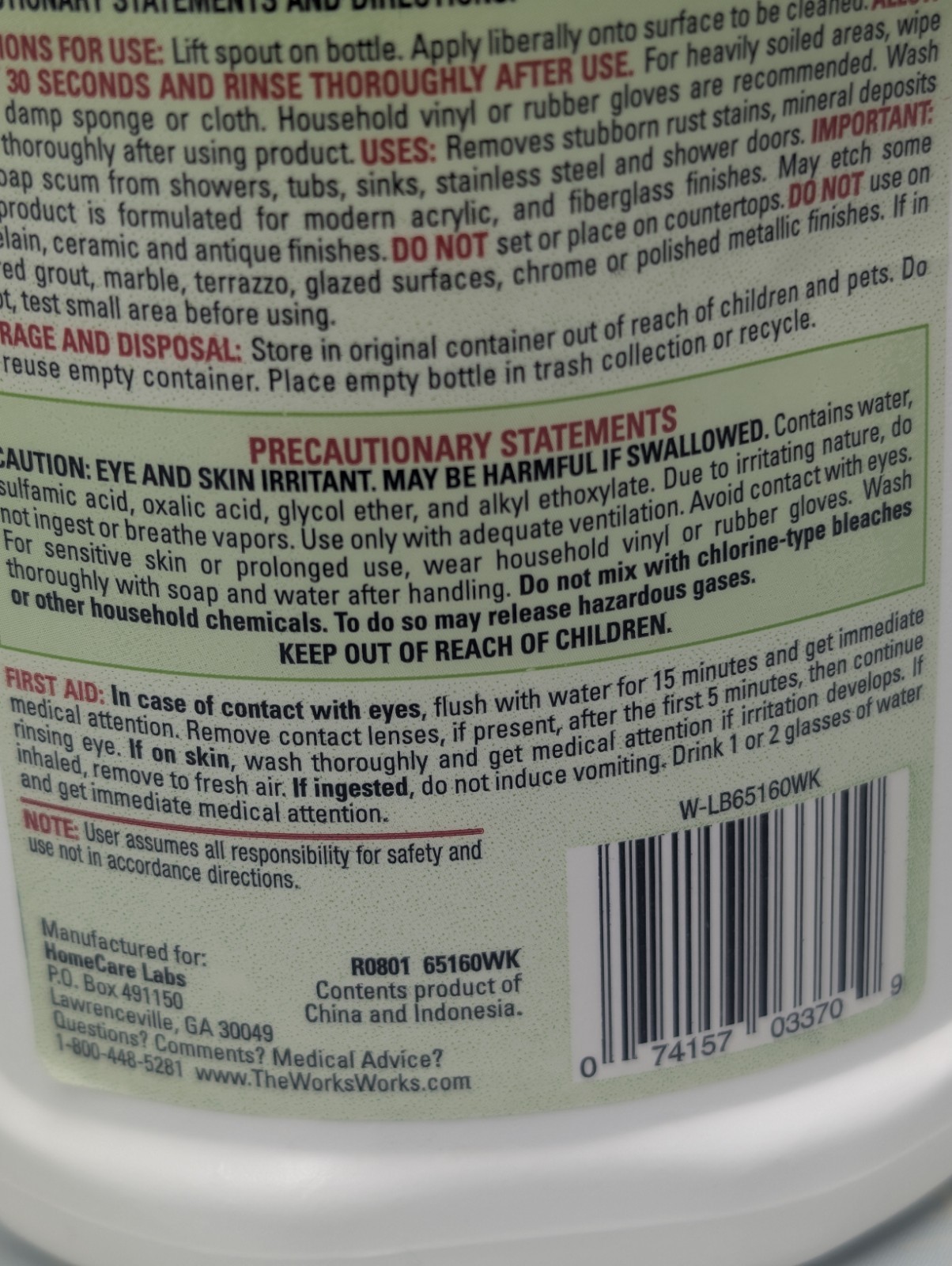 (6 Pack) The Works Tub & Shower Cleaner 16 oz Each Discontinued New