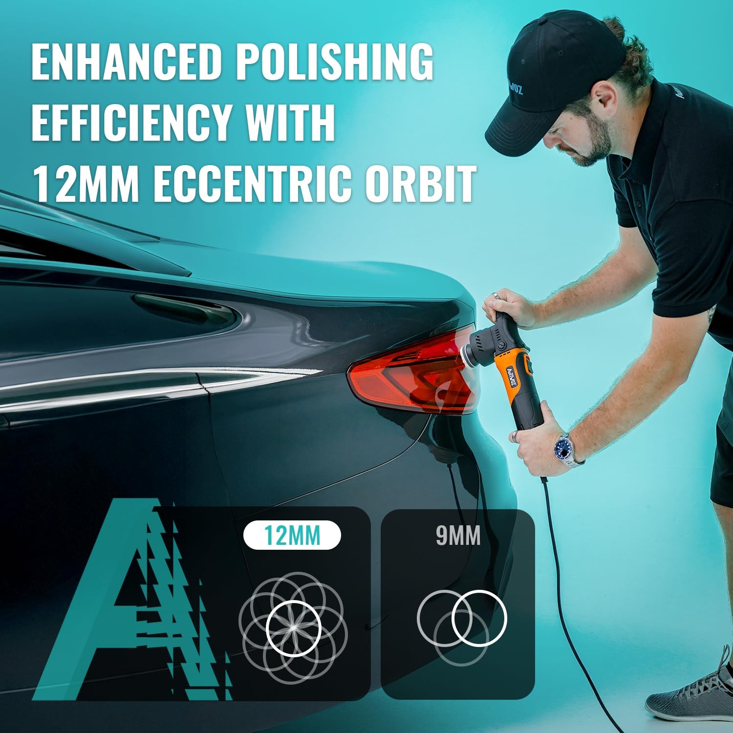 “Mini Polisher 2/3 Inch 630W Random Orbital Car Buffer for Detailing &