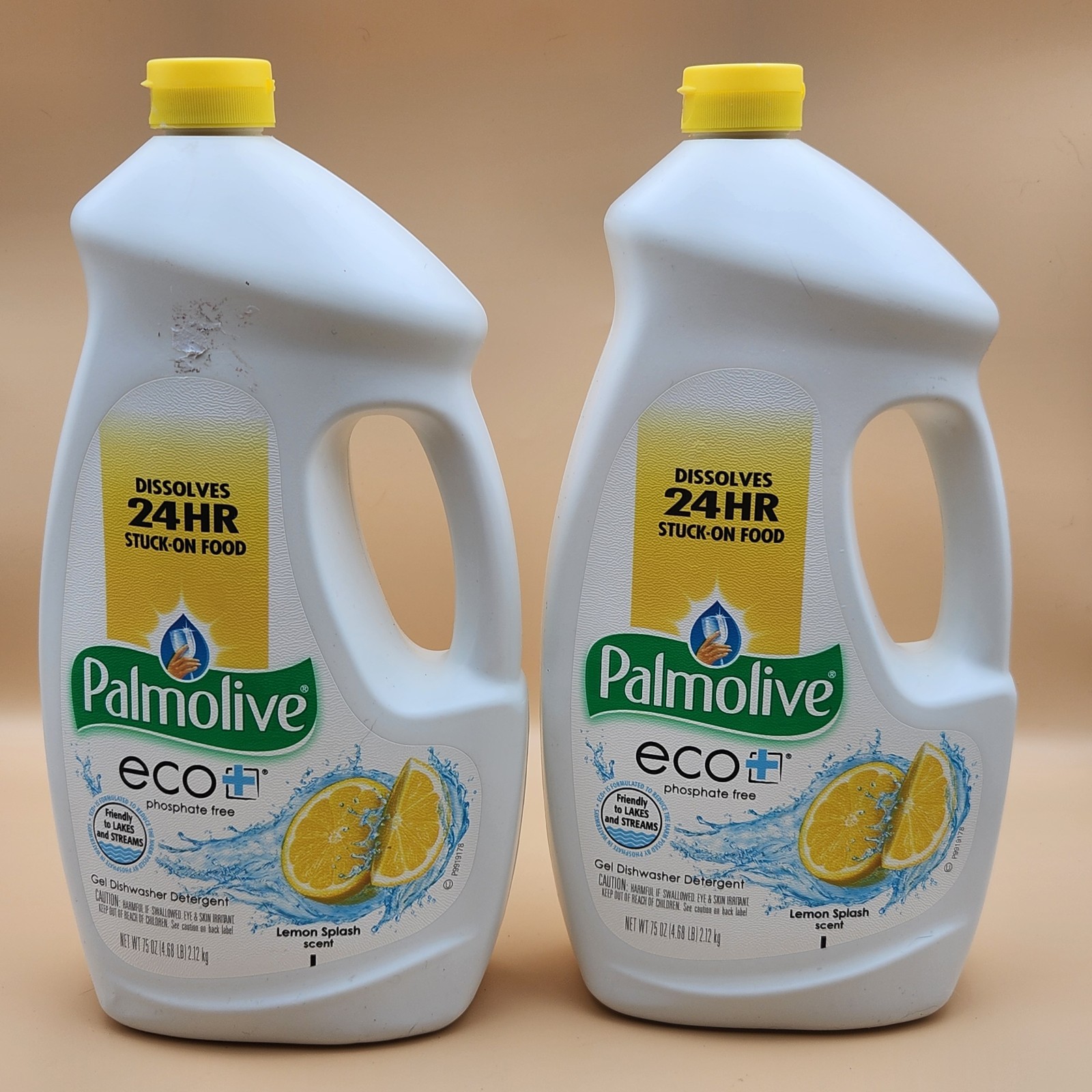 Palmolive Eco Phosphate Free Lemon Splash Dishwasher Liquid Detergent 75oz Lot 2