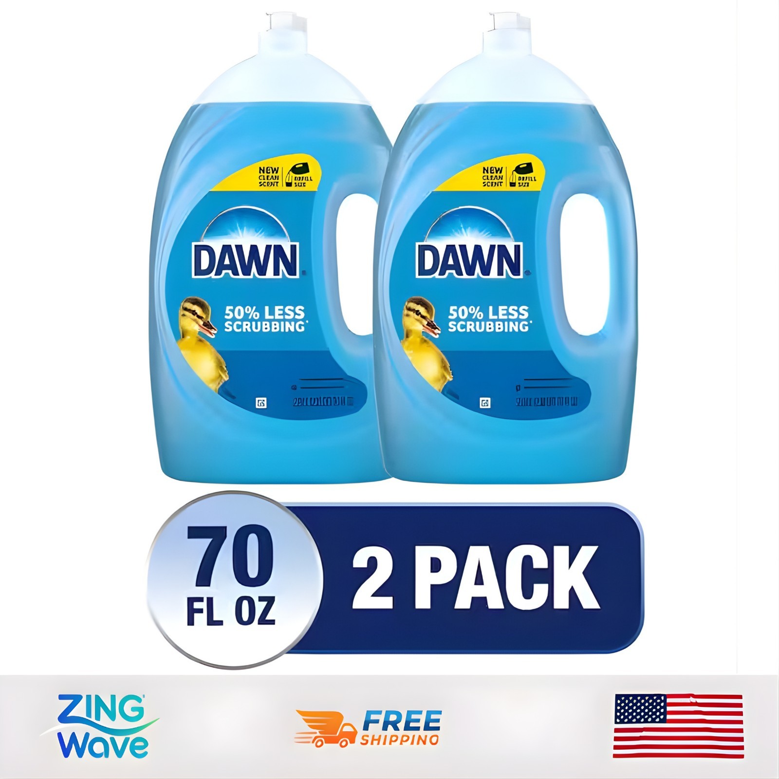 Dawn Ultra Dish Soap Original Scent 70.oz Dishwashing Liquid Grease Cut Hand 2PK