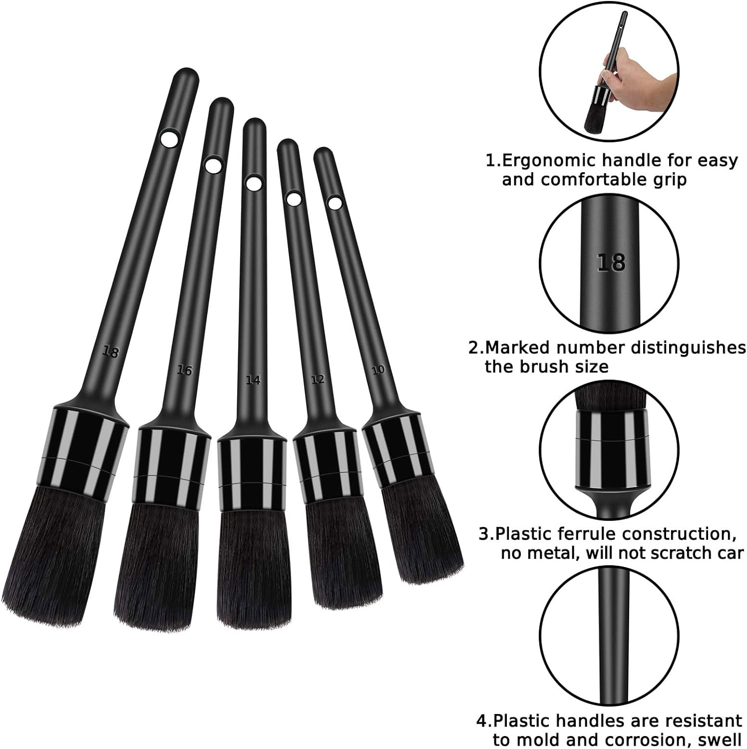 Juego De 9 Piezas Cepillos Para Detallado De Automoviles Kit Limpieza Interior