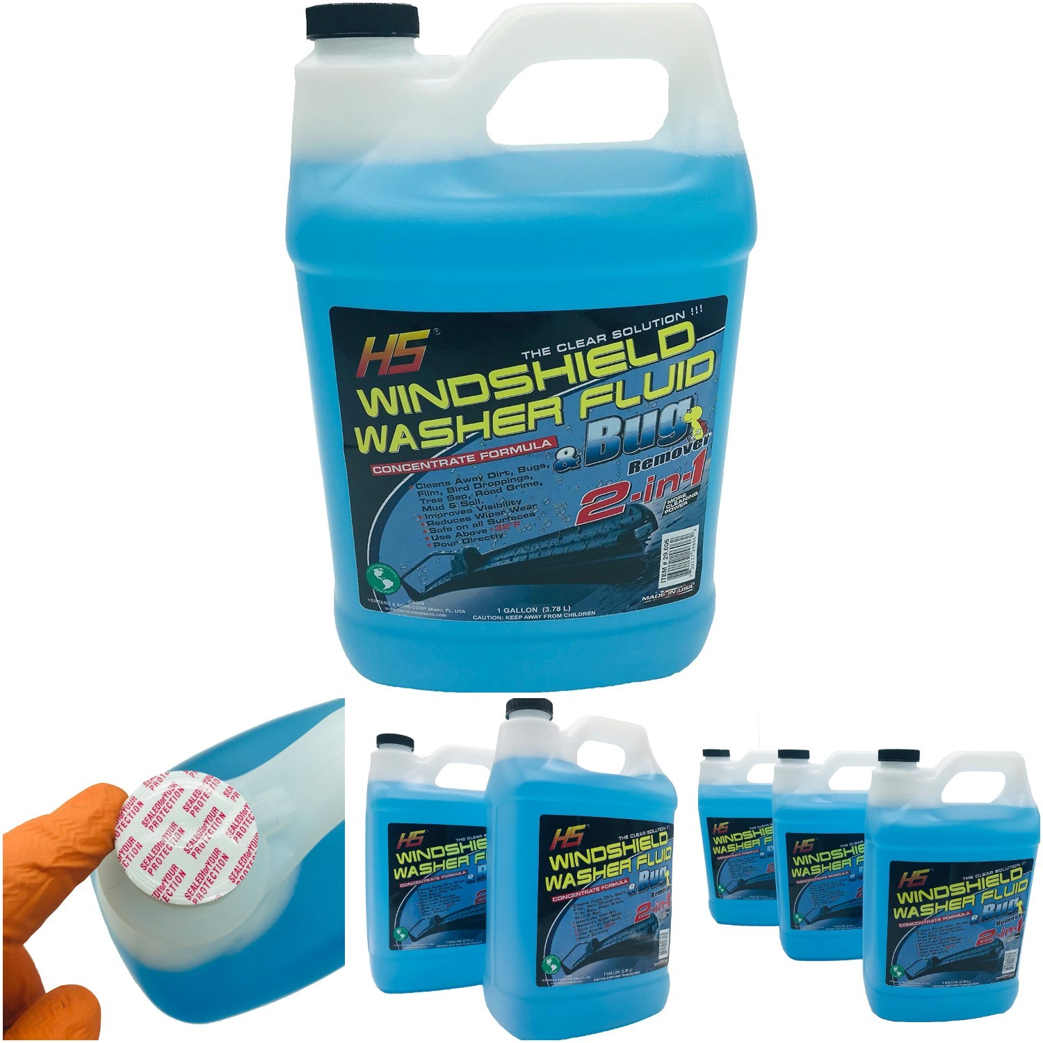 1 Gallon Blue Blue Windshield Washer Fluid Bug Wash 3.78 Liters