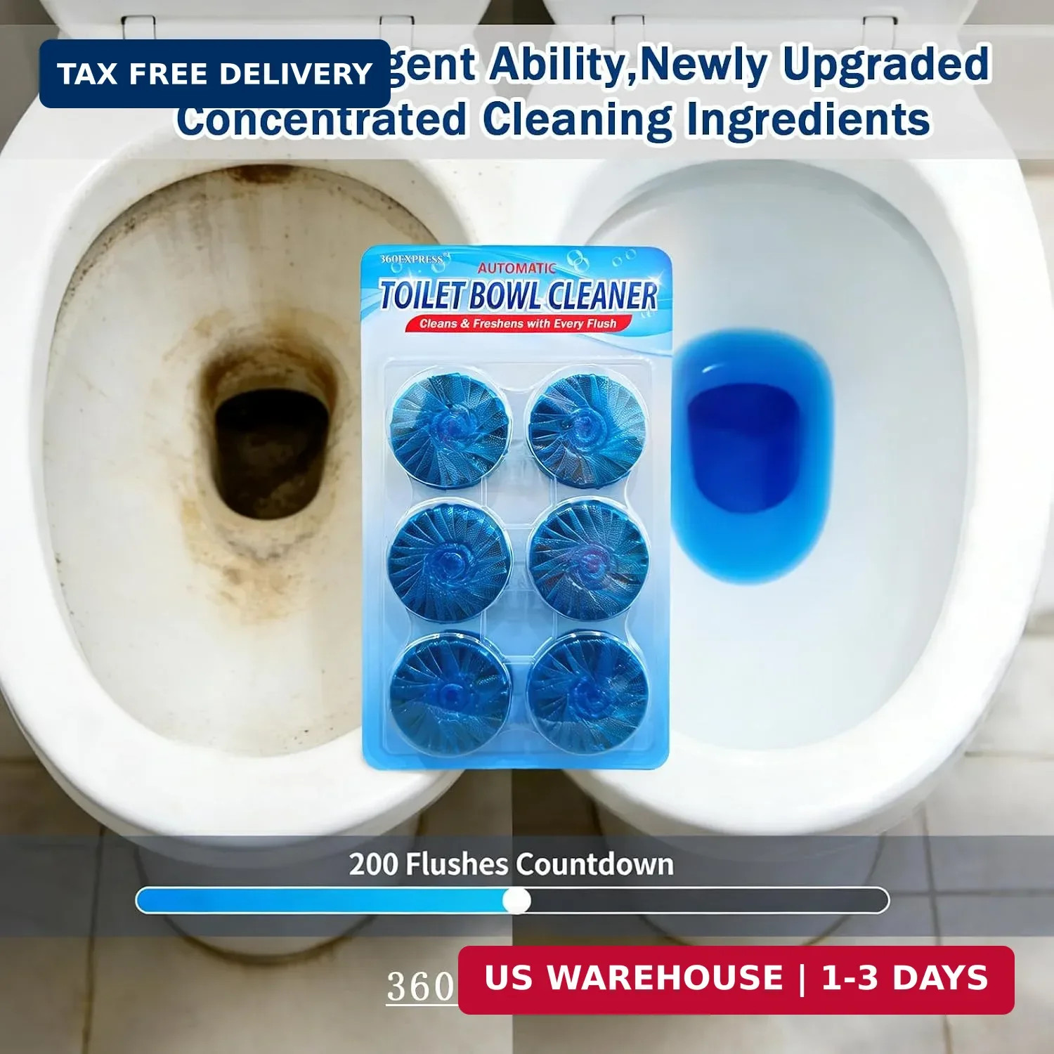 Automatic Toilet Bowl Cleaner Tablets – Long-Lasting Bathroom Tank Cleaner for E