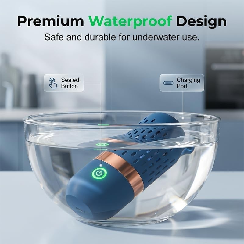 Portable Fruit Vegetable Washer USB Rechargeable Food Purifier Cleaner Navy