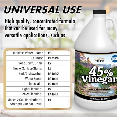 Vinegar Concentrate 45% 2 Gallon NSF Certified Cleaning Stain Removal Laundry