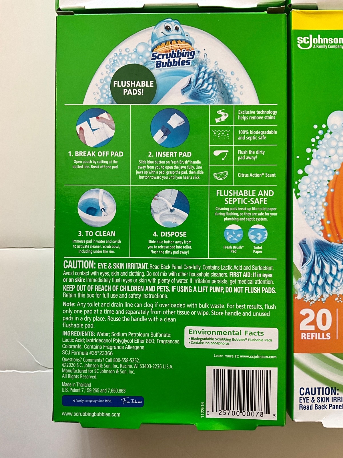 Flushable Toilet Bowl Cleaner Refill Pads, Citrus Scent ( 4×20=80 count total )