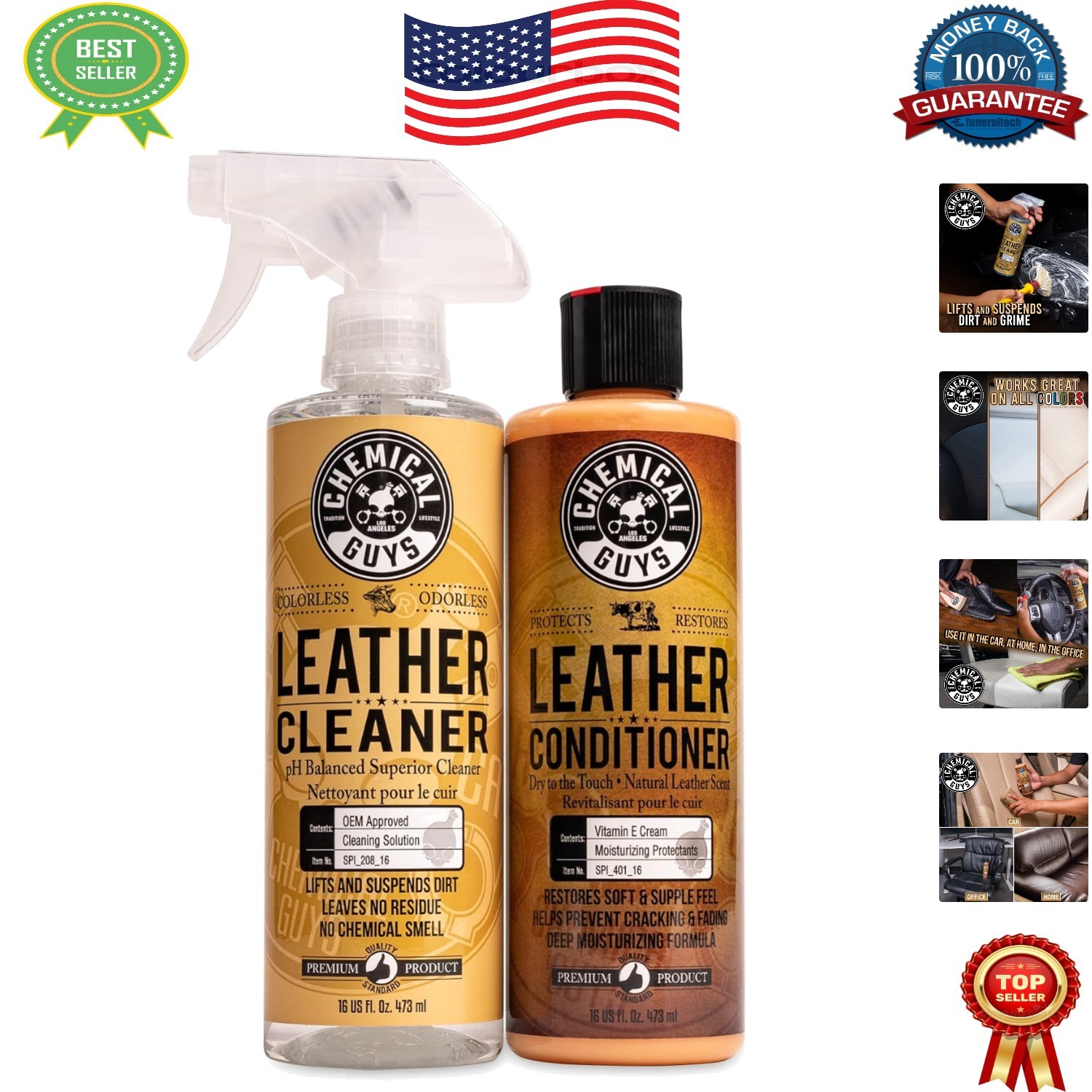Professional Leather Cleaner & Conditioner Kit – 2 Bottles, Safe for All Types