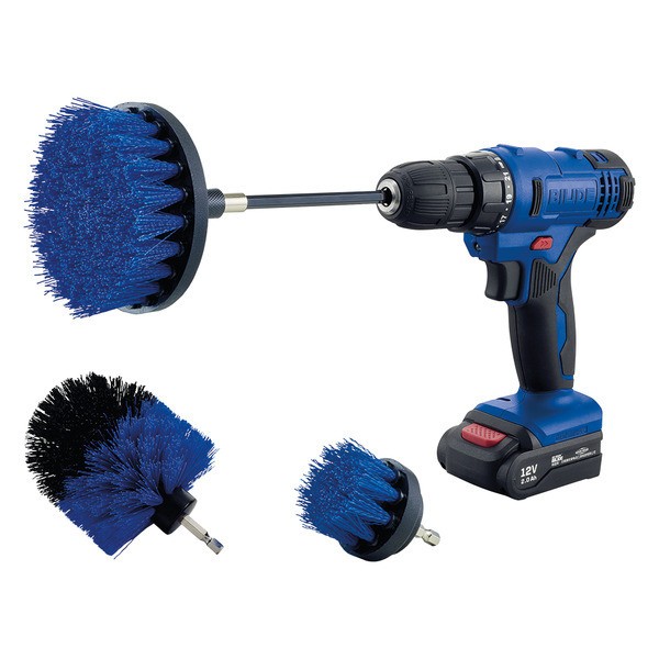 4 Pcs Drill Brush Set (Blue) with 6″ Extension – Fast Free Shipping