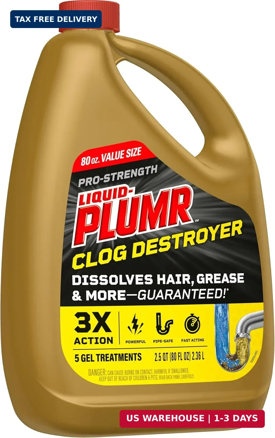 Liquid-Plumr Pro-Strength Full Clog Destroyer, Bathroom & Kitchen Sinks, Shower