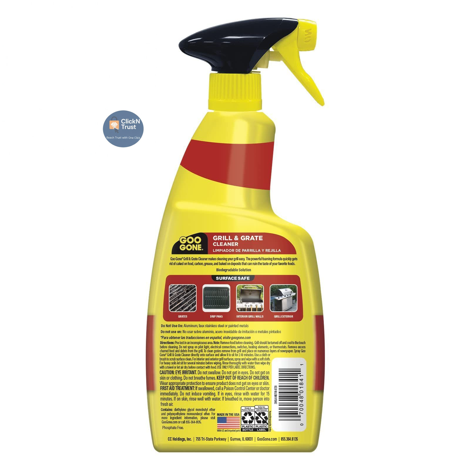Goo Gone Grill and Grate Cleaner – 24 Ounce – 24 Fl Oz (Pack of 1), Clear