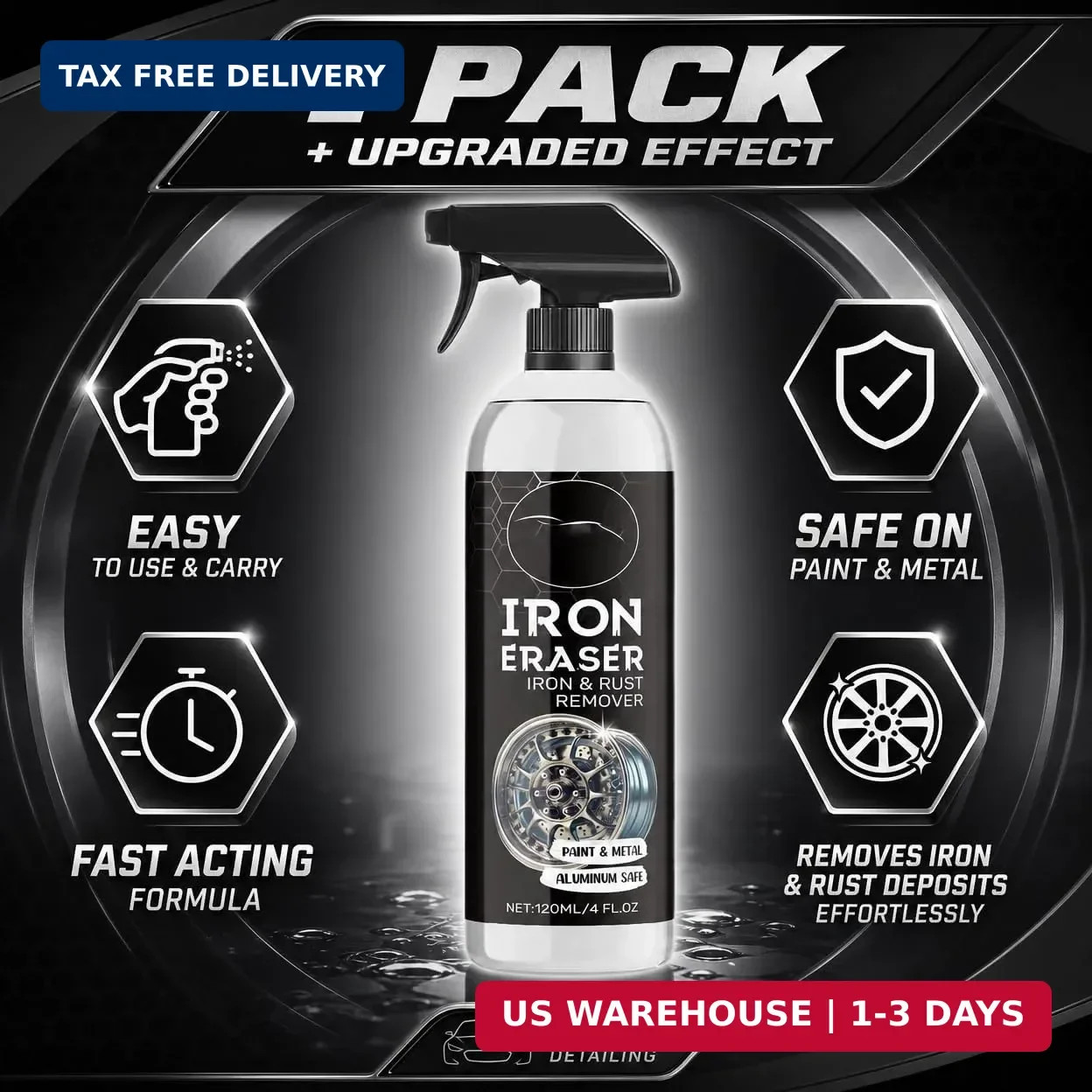 120ml Fast Iron and Rust Remover Spray for Cars, Wheels, Paint and Metal | 120ml