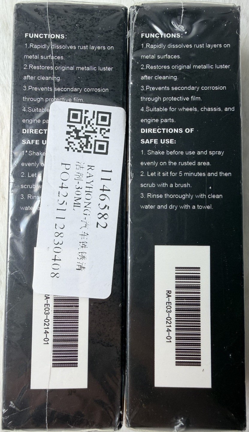 RayHong Original Rust Remover Spray 30 ml 2-Pack Breaks Down Rust Exp 09/15/2028
