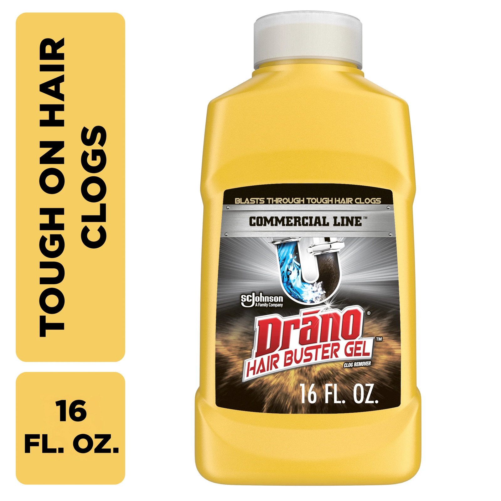 3 pack) Hair Buster Gel Drain Clog Remover, Commercial Line, 16 fl oz