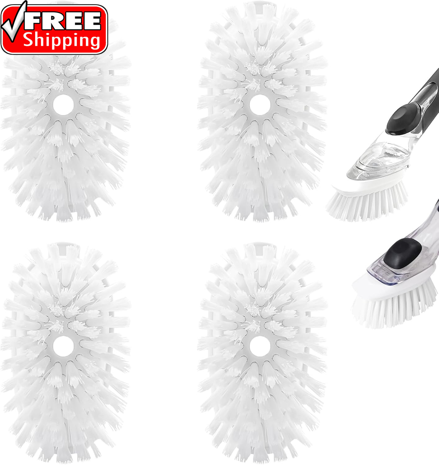 Brush Refills for OXO Dish Brush – 4 Pack Dish Brush Cleaning Soap Dispensing He