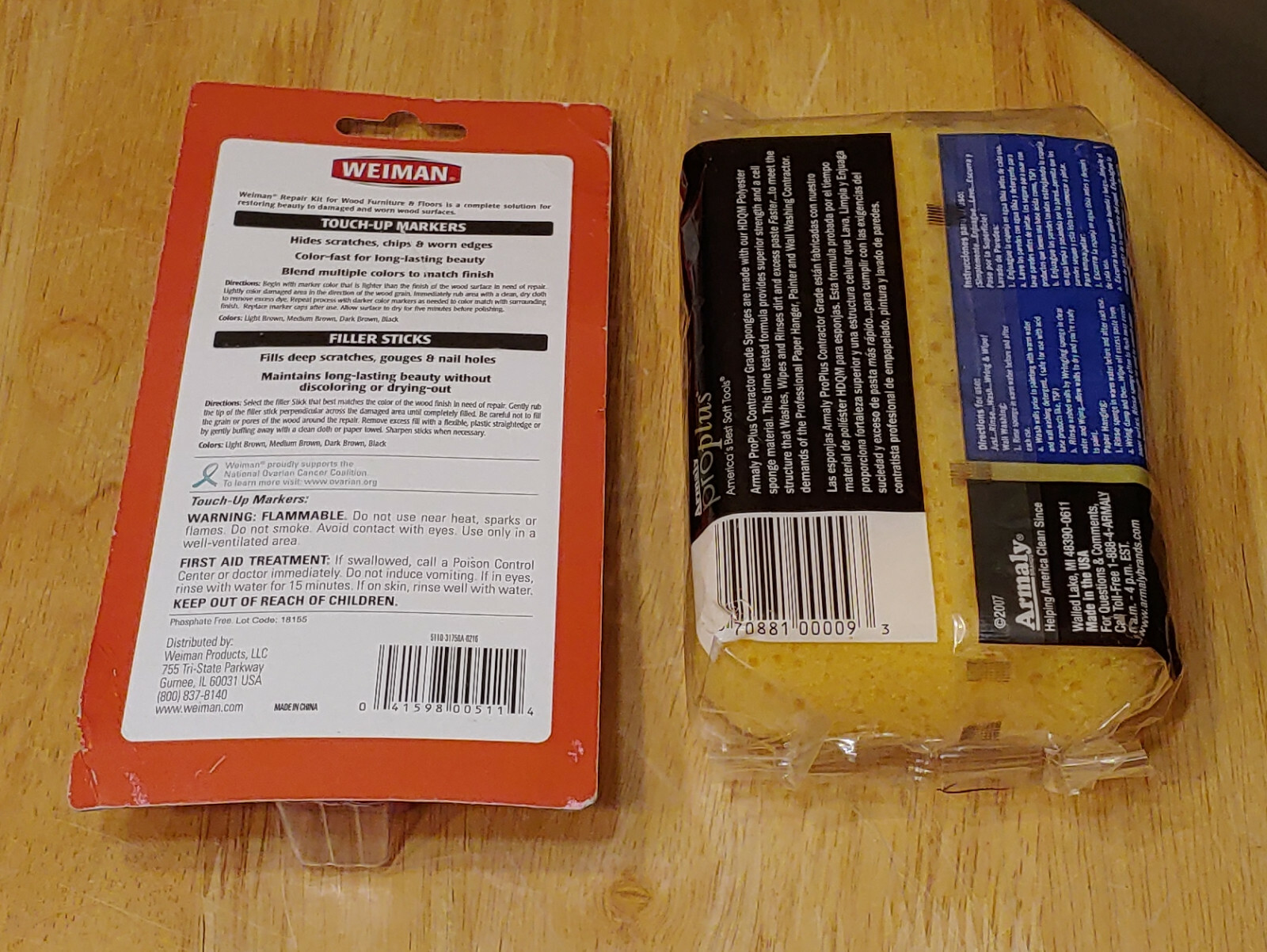 Weiman Wood Furniture & Floor Repair Kit + Armaly Heavy Duty Utility Sponge