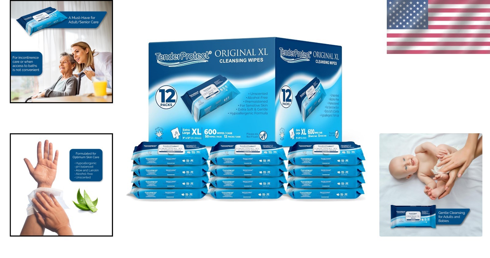 Gentle Adult Wipes 600 Ct, Incontinence, Sensitive Skin